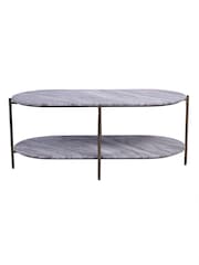 Libra Interiors White Brown Grey Toronto Marble Top and Base Coffee Table - Image 6 of 6