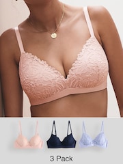 Navy/Blue/Light Pink - Lace Ultimate Comfort Bras 3 Pack - صورة 1 من 25