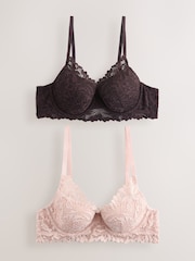 Chocolate Brown/Light Pink - Lace Ultimate Comfort Bras 2 Pack - صورة 15 من 21