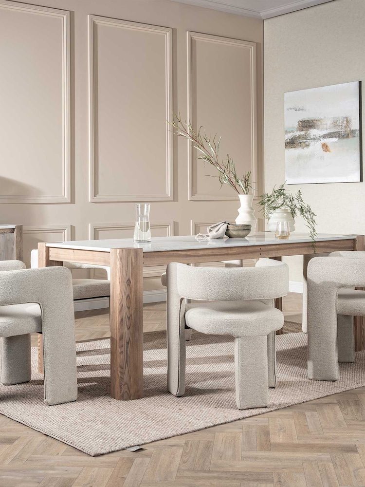 Barker and Stonehouse Brown Ash Wood Dining Table With Stone Top - Image 1 of 6