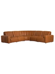 Barker and Stonehouse Brown Leather Recliner 5 Seater Corner Sofa - Image 1 of 6