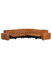 Barker and Stonehouse Brown Leather Recliner 5 Seater Corner Sofa - Image 2 of 6