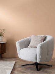 Barker and Stonehouse White Fabric Swivel Chair - Image 1 of 7