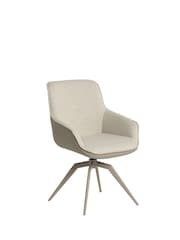 Barker and Stonehouse Natural Fabric With Faux Leather Swivel Dining Chair - Image 1 of 6