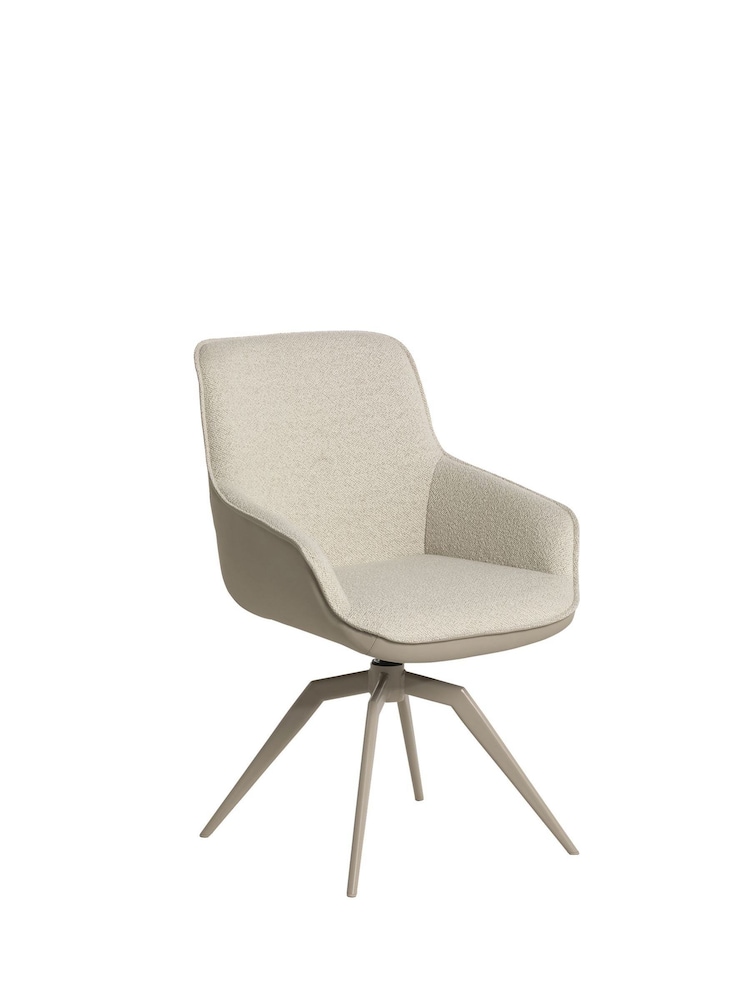 Barker and Stonehouse Natural Fabric With Faux Leather Swivel Dining Chair - Image 1 of 6