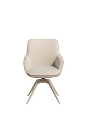 Barker and Stonehouse Natural Fabric With Faux Leather Swivel Dining Chair - Image 2 of 6