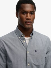 Superdry Blue Preppy Poplin Long Sleeve Shirt - Image 4 of 6