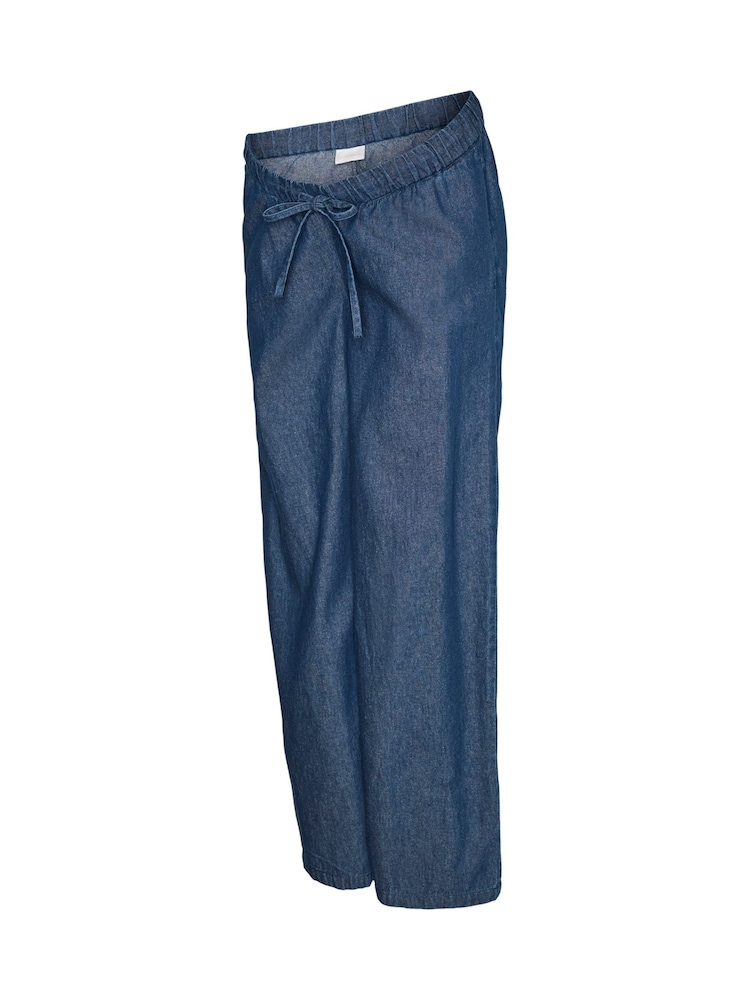 Mamalicious Blue Maternity Wide Leg Chambray Trousers - Image 5 of 5