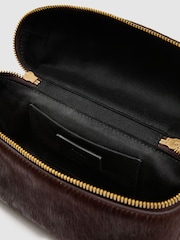 Reiss Chocolate Ines Pony Hair-Effect Vanity Crossbody Bag - Image 4 of 6