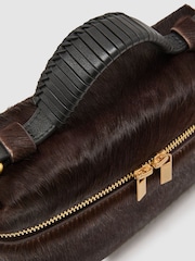 Reiss Chocolate Ines Pony Hair-Effect Vanity Crossbody Bag - Image 6 of 6