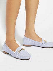 Dune London Light Blue Leather Shoes Glenniee Comfort Snaffle Loafers - Image 1 of 6
