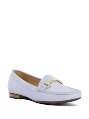 Dune London Light Blue Leather Shoes Glenniee Comfort Snaffle Loafers - Image 3 of 6