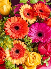 Multi Mother's Day Bright Rose and Germini Fresh Flower Bouquet in Hatbox - Image 2 of 4