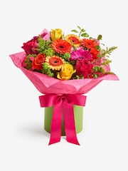 Multi Mother's Day Bright Rose and Germini Fresh Flower Bouquet in Hatbox - Image 3 of 4