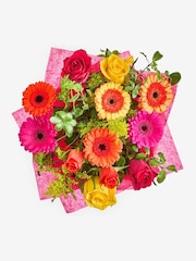 Multi Mother's Day Bright Rose and Germini Fresh Flower Bouquet in Hatbox - Image 4 of 4