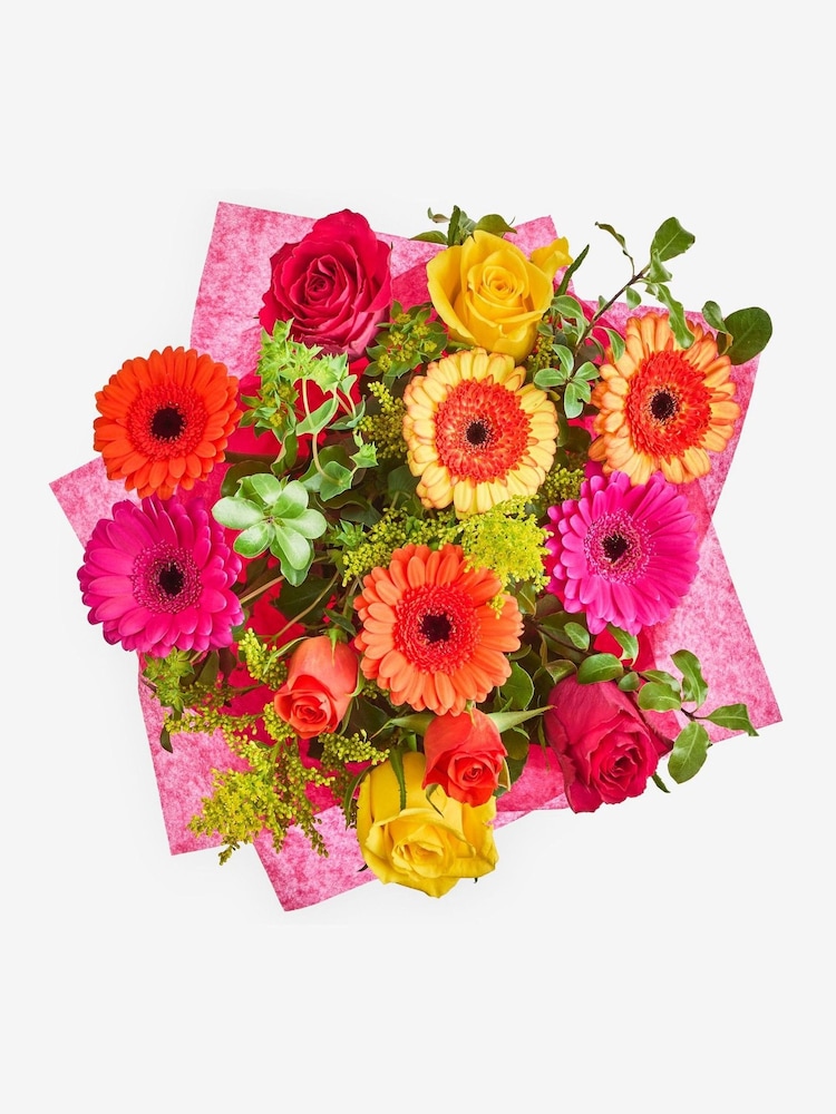 Multi Mother's Day Bright Rose and Germini Fresh Flower Bouquet in Hatbox - Image 4 of 4