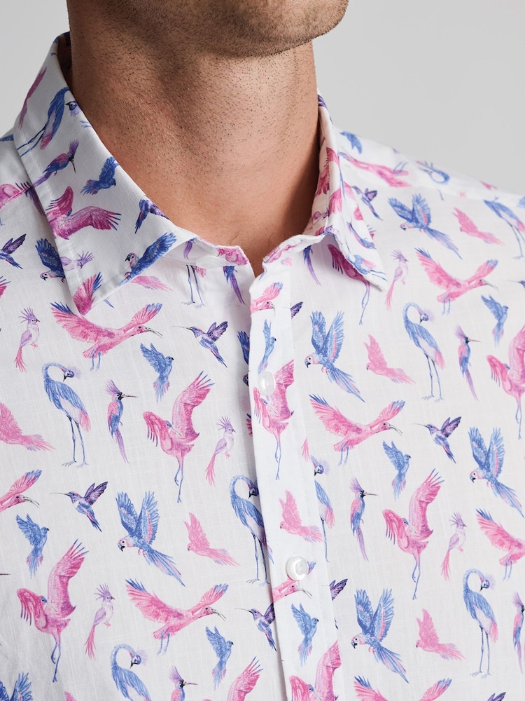 Brook Taverner Pink Print Short Sleeve Shirt - Image 2 of 5