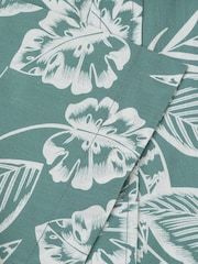 Brook Taverner Light Blue Botanical Print Slub Cotton Short Sleeve Shirt - Image 5 of 5