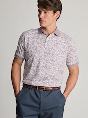 Brook Taverner Purple Palm Leaf Cotton Jersey Polo Shirt - Image 4 of 6