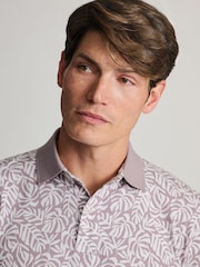 Brook Taverner Purple Palm Leaf Cotton Jersey Polo Shirt - Image 5 of 6