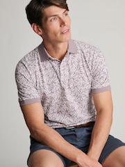 Brook Taverner Purple Palm Leaf Cotton Jersey Polo Shirt - Image 6 of 6