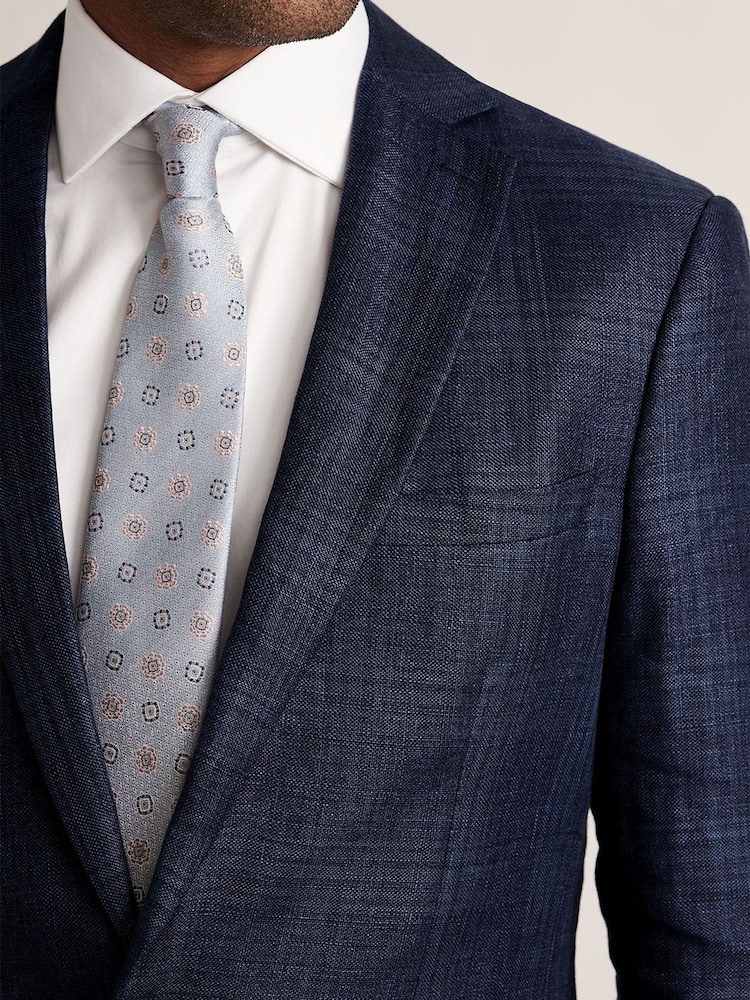 Brook Taverner Blue Check Italian Linen Blend Jacket - Image 7 of 7 Brook Taverner Blue Check Italian Linen Blend Jacket - Image 7 of 7