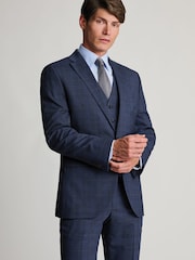 Brook Taverner Blue Check Wool Blend Suit Jacket - Image 8 of 9