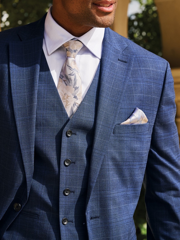 Brook Taverner Blue Check Wool Blend Suit Jacket - Image 9 of 9