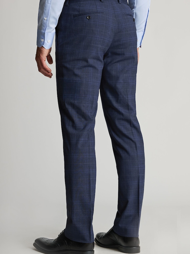 Brook Taverner Blue Check Wool Blend Suit Trousers - Image 4 of 4