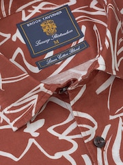 Brook Taverner Brown Print Cotton Short Sleeve Shirt - Image 6 of 7