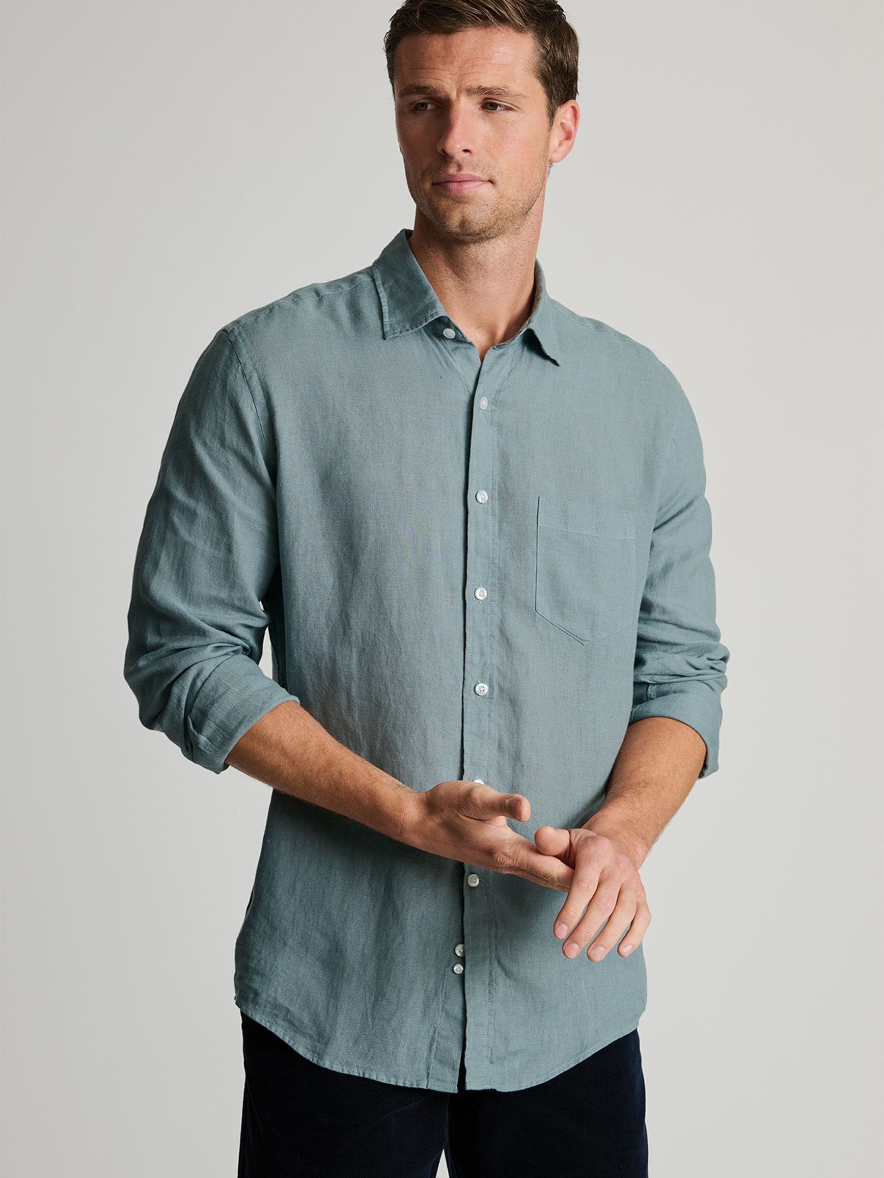 Buy Brook Taverner Light Green Pure 100% Linen Shirt from Next USA