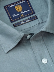 Brook Taverner Green Pure Linen Shirt - Image 5 of 6