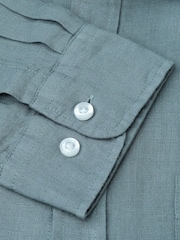 Brook Taverner Green Pure Linen Shirt - Image 6 of 6