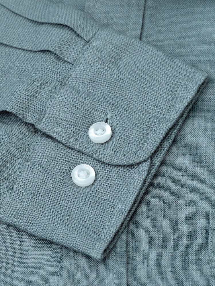 Brook Taverner Green Pure Linen Shirt - Image 6 of 6