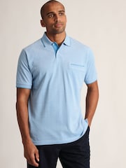 כחול  - Brook Taverner חולצת פולו מסיב כותנה בדוגמת נקודות עם מרקם - תמונה 1 מתוך 3