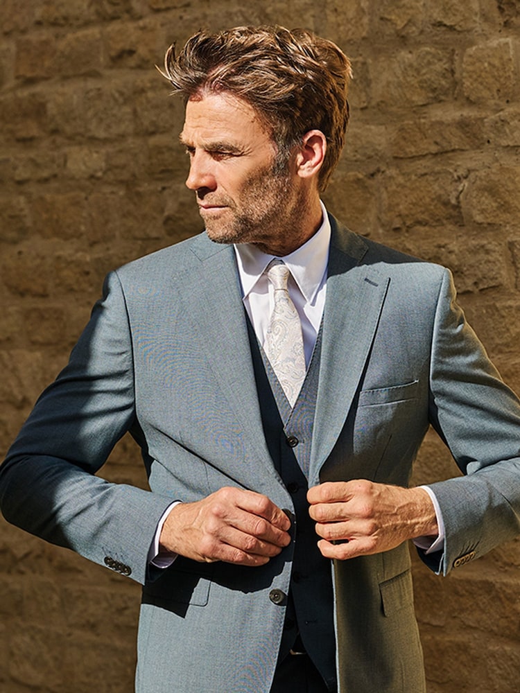 Brook Taverner Blue Italian Wool Suit Jacket - Image 8 of 8