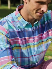 Brook Taverner Blue Madras Check Oxford Cotton Shirt - Image 1 of 6