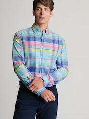 Brook Taverner Blue Madras Check Oxford Cotton Shirt - Image 2 of 6