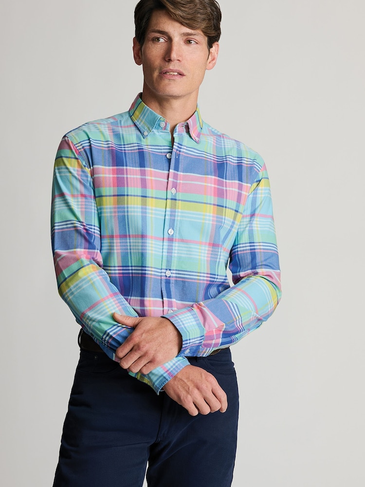 Brook Taverner Blue Madras Check Oxford Cotton Shirt - Image 2 of 6