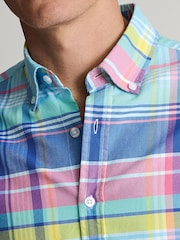 Brook Taverner Blue Madras Check Oxford Cotton Shirt - Image 3 of 6