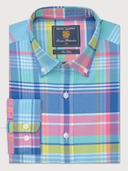 Brook Taverner Blue Madras Check Oxford Cotton Shirt - Image 4 of 6