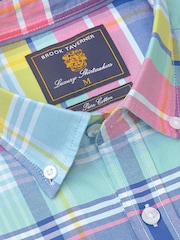 Brook Taverner Blue Madras Check Oxford Cotton Shirt - Image 5 of 6