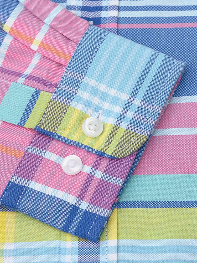 Brook Taverner Blue Madras Check Oxford Cotton Shirt - Image 6 of 6