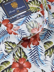 Brook Taverner Orange Tropical Print Short Sleeve Shirt - Image 4 of 5