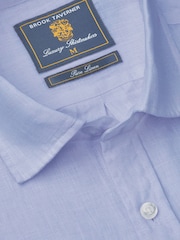 رمادي - Brook Taverner Pure Linen Short Sleeve Shirt - Image 4 of 5