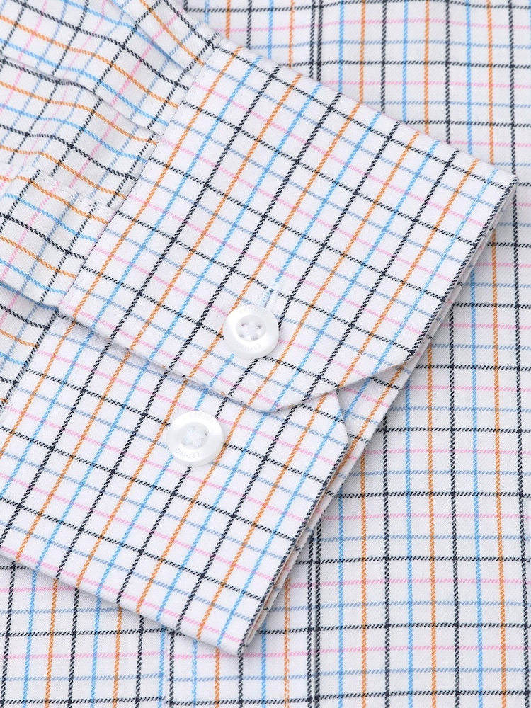 Brook Taverner White Small Tattersall Check Cotton Shirt - Image 6 of 6