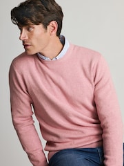 Brook Taverner Pink Melange Cotton Crew Neck Jumper - Image 2 of 3