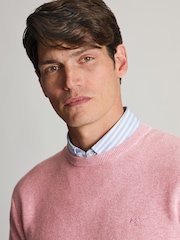 Brook Taverner Pink Melange Cotton Crew Neck Jumper - Image 3 of 3