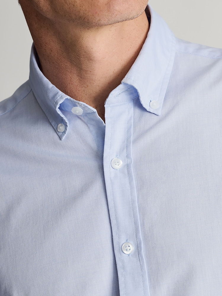 Brook Taverner Blue End-on-End Cotton Shirt - Image 2 of 5