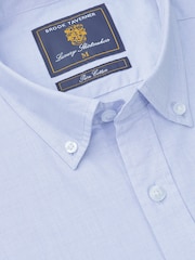 Brook Taverner Blue End-on-End Cotton Shirt - Image 4 of 5